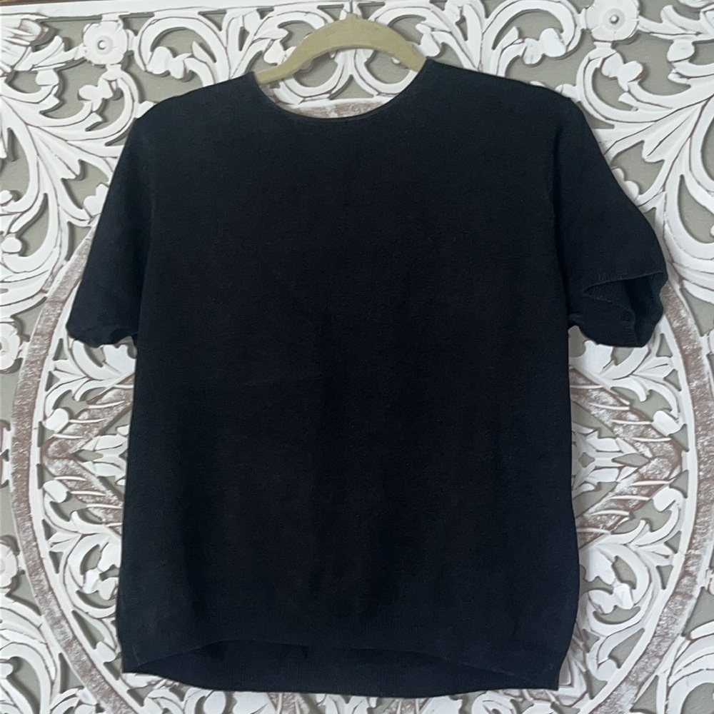 Linda Allard Ellen Tracy Women's black Silk Blend Knit Sweater Top Size X (10)